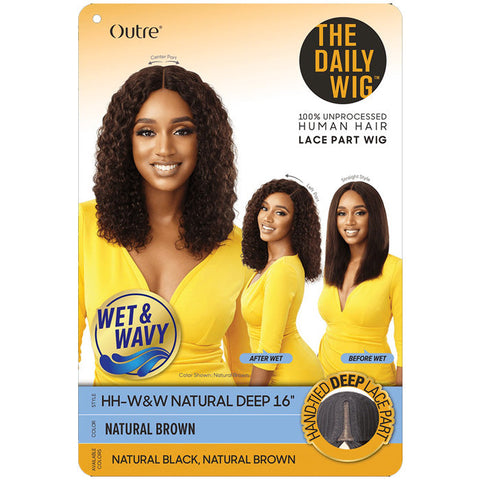 Outre The Daily 100% Unprocessed Human Hair Lace Part Wet & Wavy Wig - NATURAL DEEP 16