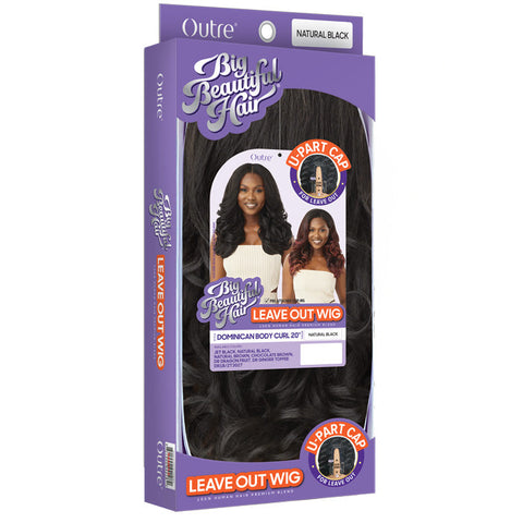 Outre Big Beautiful Hair Leave Out Wig Human Hair Premium Blend U-Part Cap Wig - DOMINICAN BODY CURL 20"