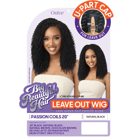 Outre 100% Human Hair Blend U Part Cap Leave Out Wig - PASSION COILS 20