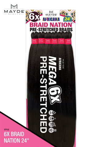 Mayde Beauty Africana Pre-Stretched Braid - 6X BRAID NATION 32"