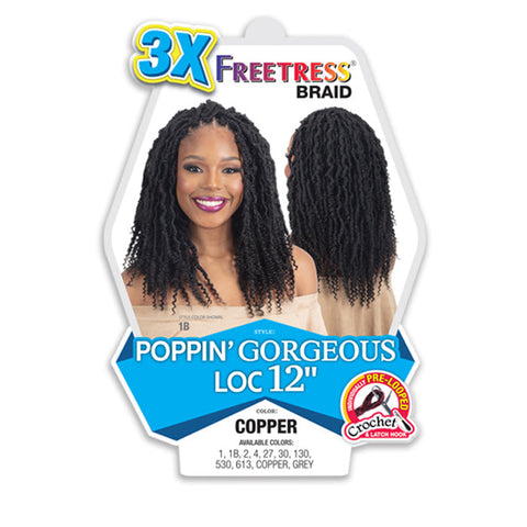 Freeetress Pre-Looped Crochet Braids - 3X POPPIN GORGEOUS LOC 12"