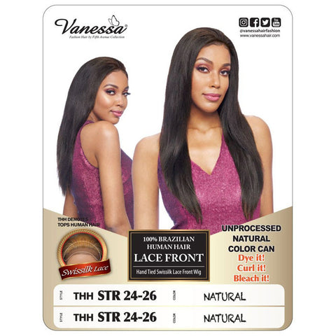 Vanessa 100% Unprocessed Human Hair Swissilk Lace Front Wig - THH STR 24-26