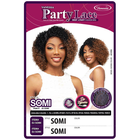 Vanessa Party Lace Synthetic Deep J-Curved HD Lace Part Wig - DJ SOMI