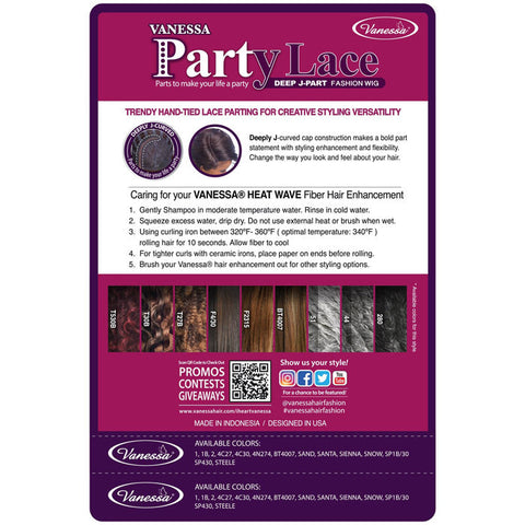 Vanessa Party Lace Deep J-Part Fashion Wig - MONDY