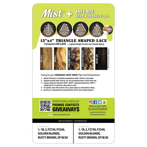 Vanessa Mist Synthetic Hair 13X4 Triangle HD Lace Wig - KENYA