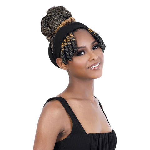 Seduction Quick Wrap with Headband Wig - BOX BRAID with BANG 30" - WRAP.BNG30