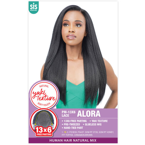 Zury Sis Yaki Texture Glueless Human Hair Blend 13x6 HD Lace Front Wig - ALORA
