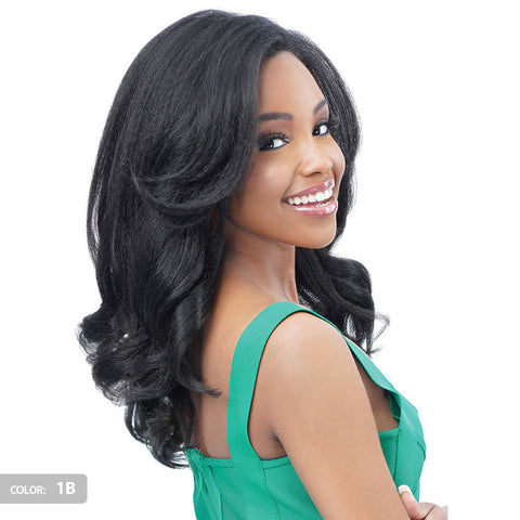 Zury Sis Yaki Texture Glueless Human Hair Blend 13x6 HD Lace Front Wig - OLINDA