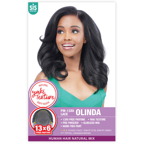 Zury Sis Yaki Texture Glueless Human Hair Blend 13x6 HD Lace Front Wig - OLINDA