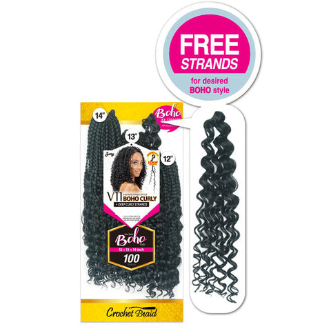 Zury Sis Loop Crochet Braid 100 Strands One Pack - V11 BOHO CURLY 12/13/14"