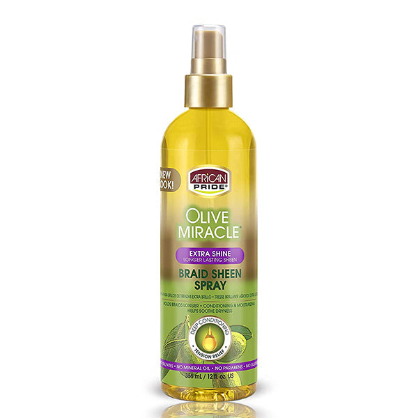 African Pride Olive Miracle Braid Sheen Spray Extra Shine 12oz