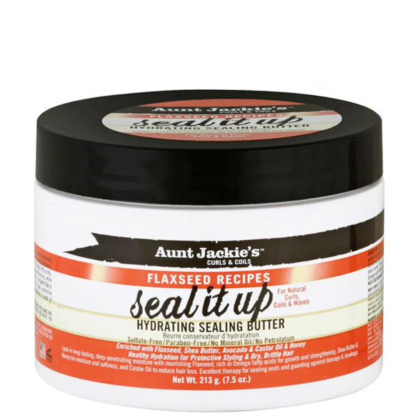 Aunt Jackie''s Curls & Coils Flaxseed Recipes Seal It Up Hydrating Sealing Butter 7.5oz