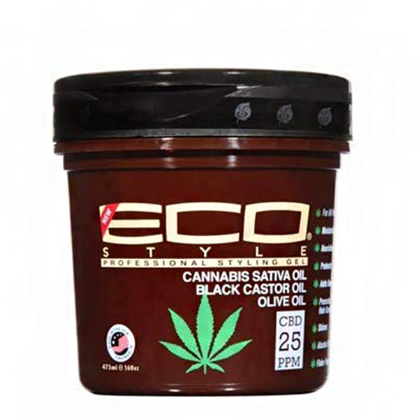 Eco Style Cannabis Sativa Oil Black Castor & Olive Oil Styling Gel 16oz