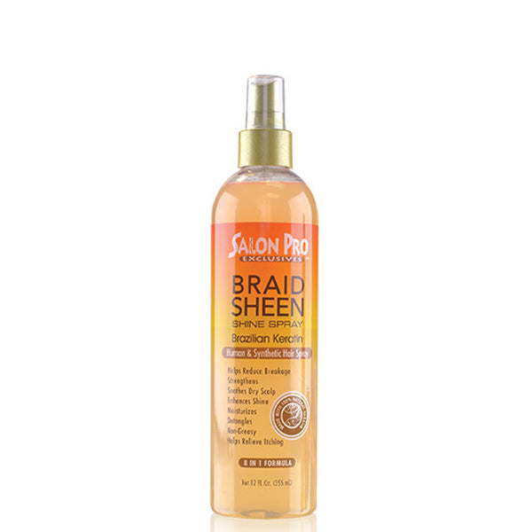 Salon Pro Braid Sheen Shine Spray Brazilian Keratin 12oz